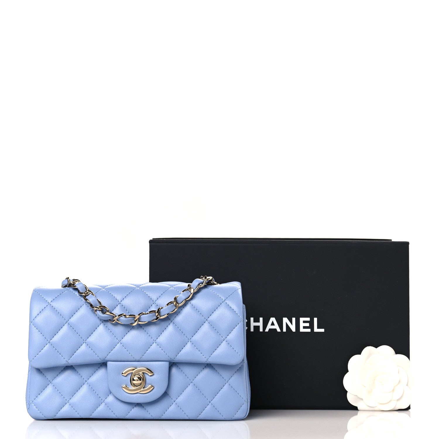 Chanel Lambskin Quilted Mini Rectangular Flap Light Blue 10 of 10