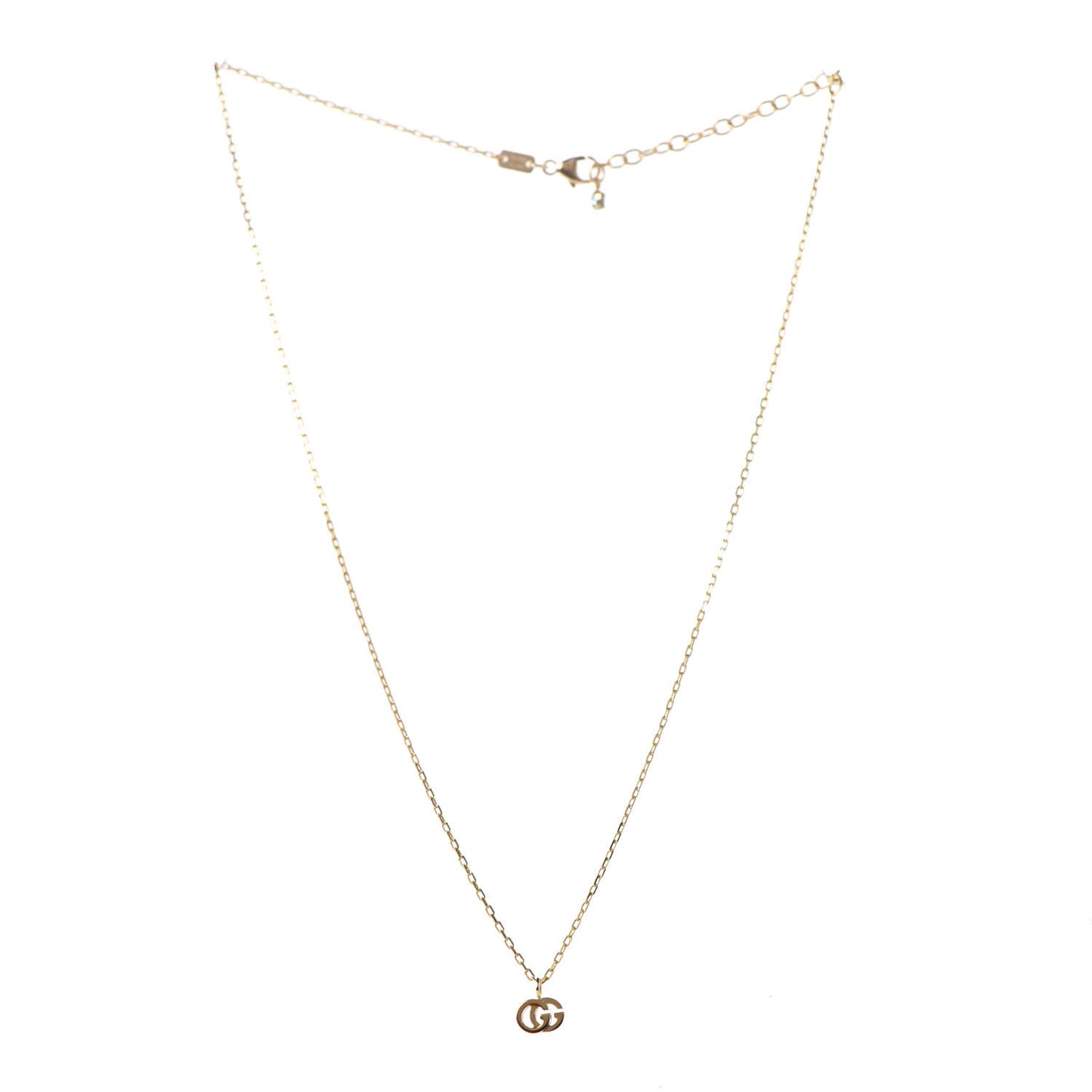18K Yellow Gold Blue Topaz Running G Pendant Necklace