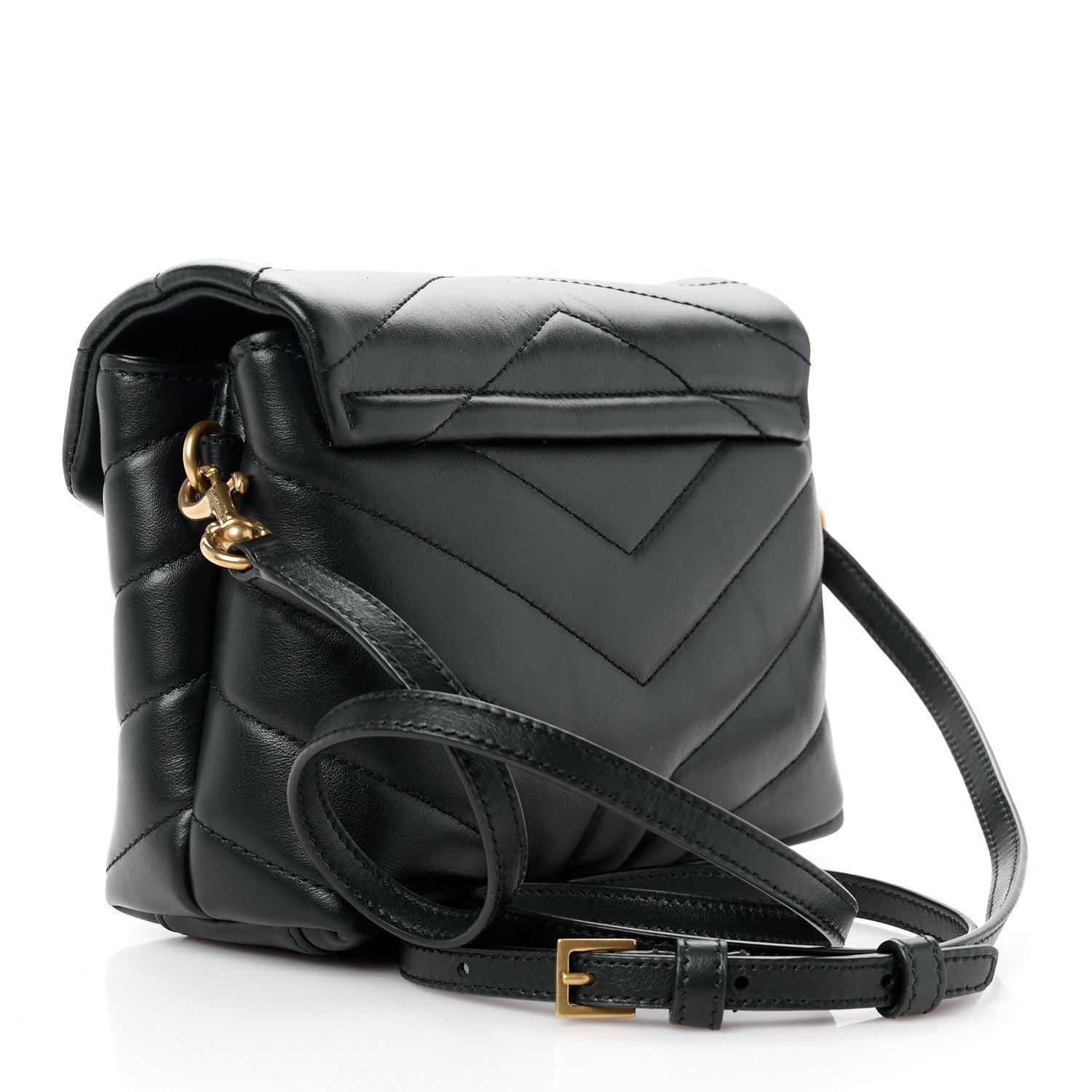 Saint Laurent Calfskin Y Quilted Monogram Toy Loulou Crossbody Bag Black 3 of 12