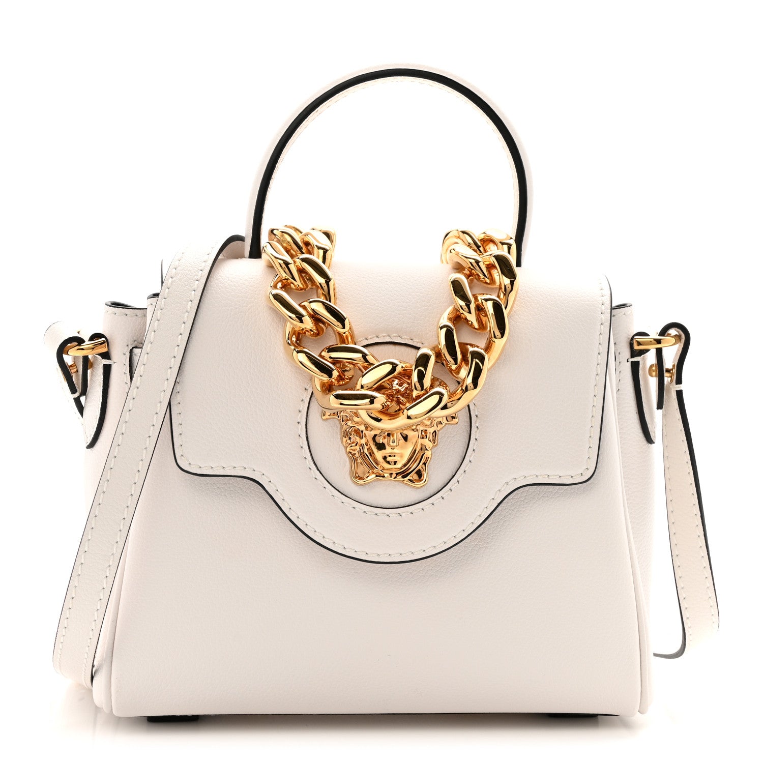 Versace Grained Calfskin Small La Medusa Top Handle Bag Optical White 1 of 12