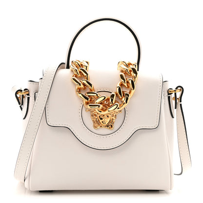 Versace Grained Calfskin Small La Medusa Top Handle Bag Optical White 1 of 12