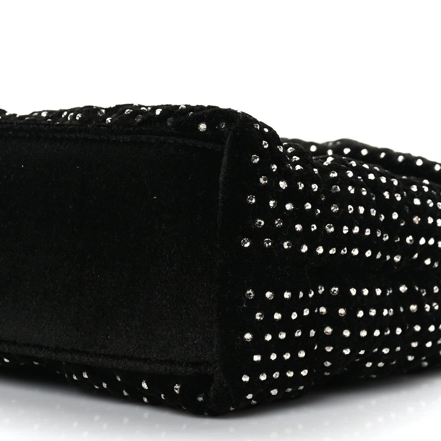 Saint Laurent Velvet Lambskin Quilted Rhinestone Sade Puffer Envelope Clutch Black 9 of 9