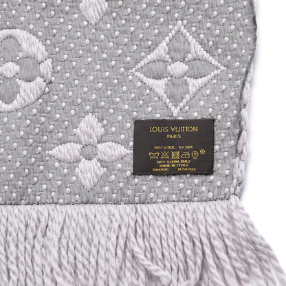 Louis Vuitton Wool Silk Logomania Scarf Pearl Grey 4 of 4