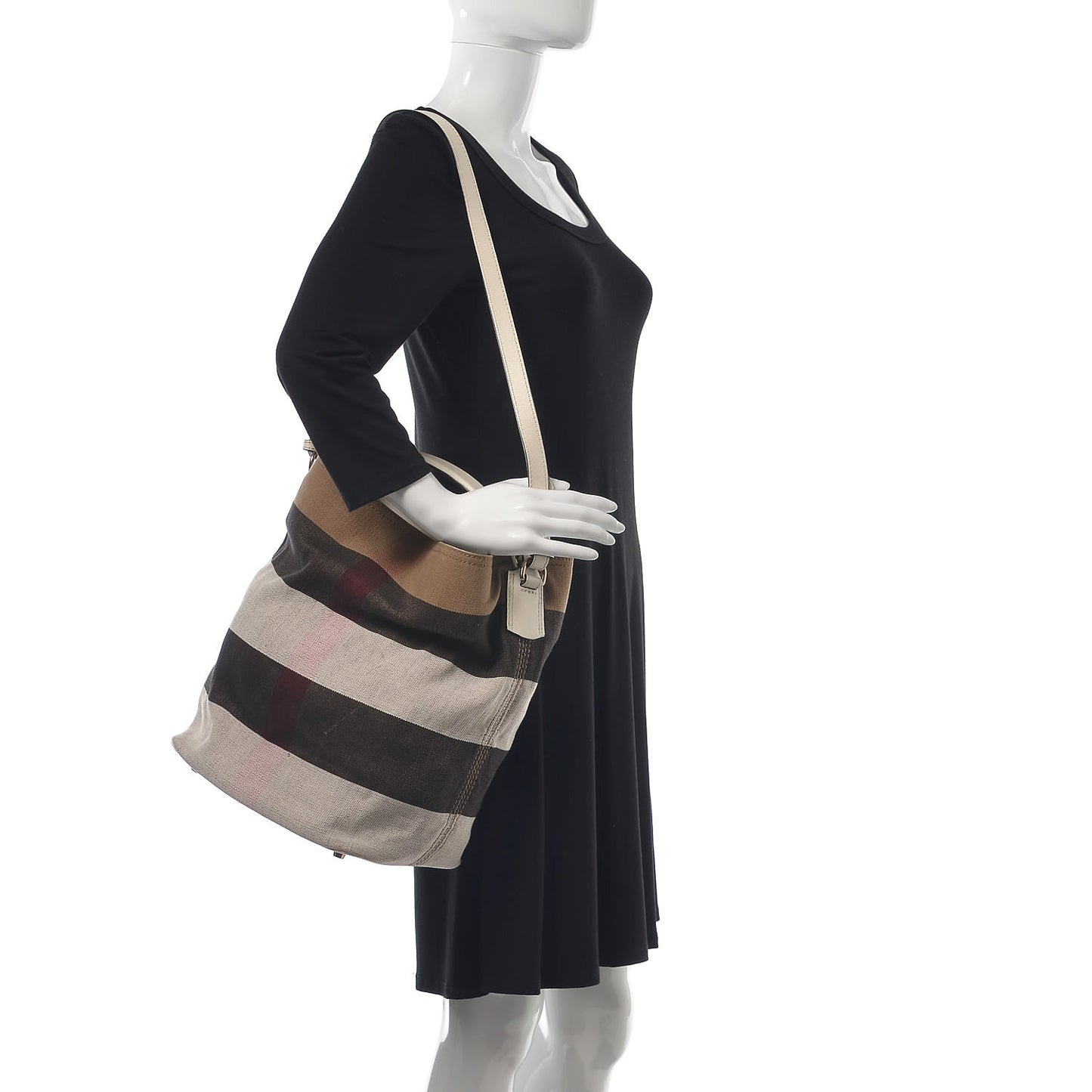 Canvas Mega Check Medium Ashby Hobo White