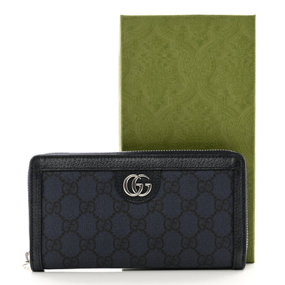 Gucci GG Supreme Monogram Textured Dollar Calfskin Ophidia Zip Around Wallet Blue Dark Blue 7 of 7