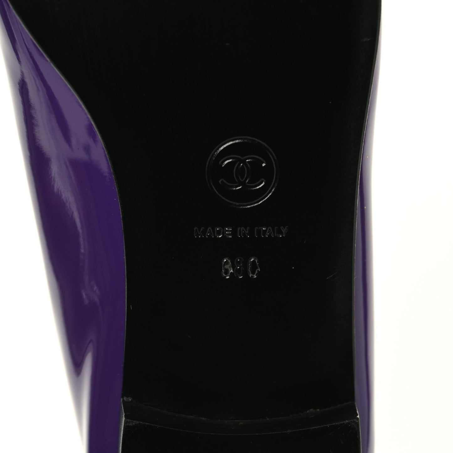 Patent Calfskin CC Cap Toe Ballerina Flats 38 Purple