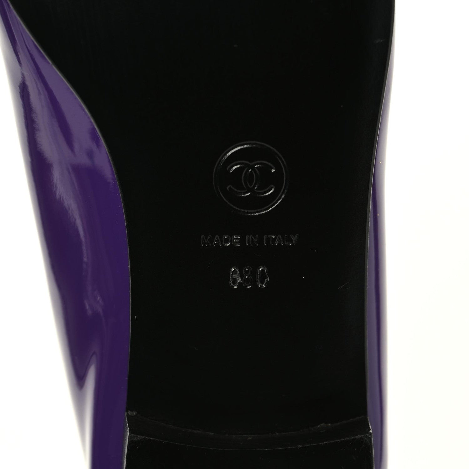 Chanel Patent Calfskin CC Cap Toe Ballerina Flats 38 Purple 7 of 8