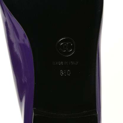 Chanel Patent Calfskin CC Cap Toe Ballerina Flats 38 Purple 7 of 8