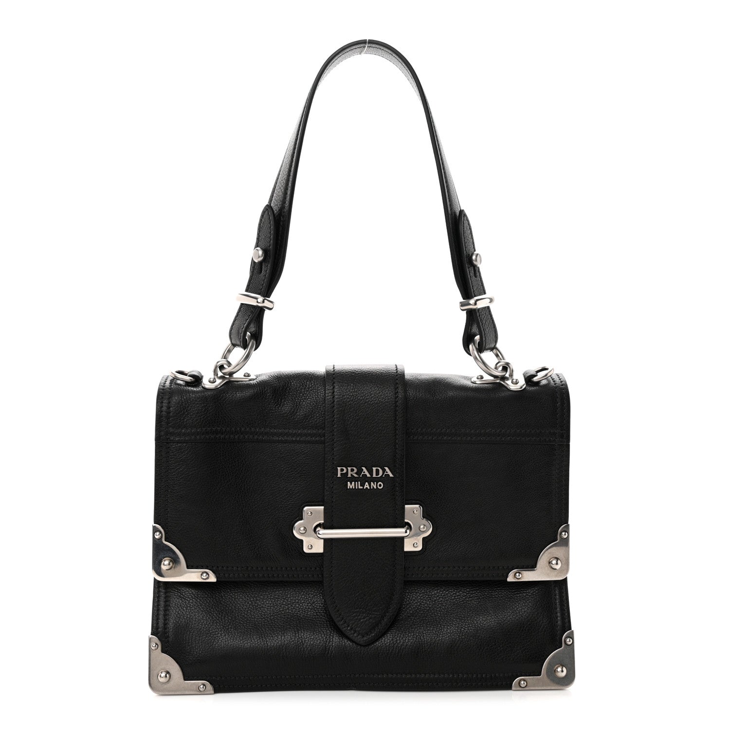 Prada Glace Calfskin Large Soft Cahier Bag Black 1 of 11