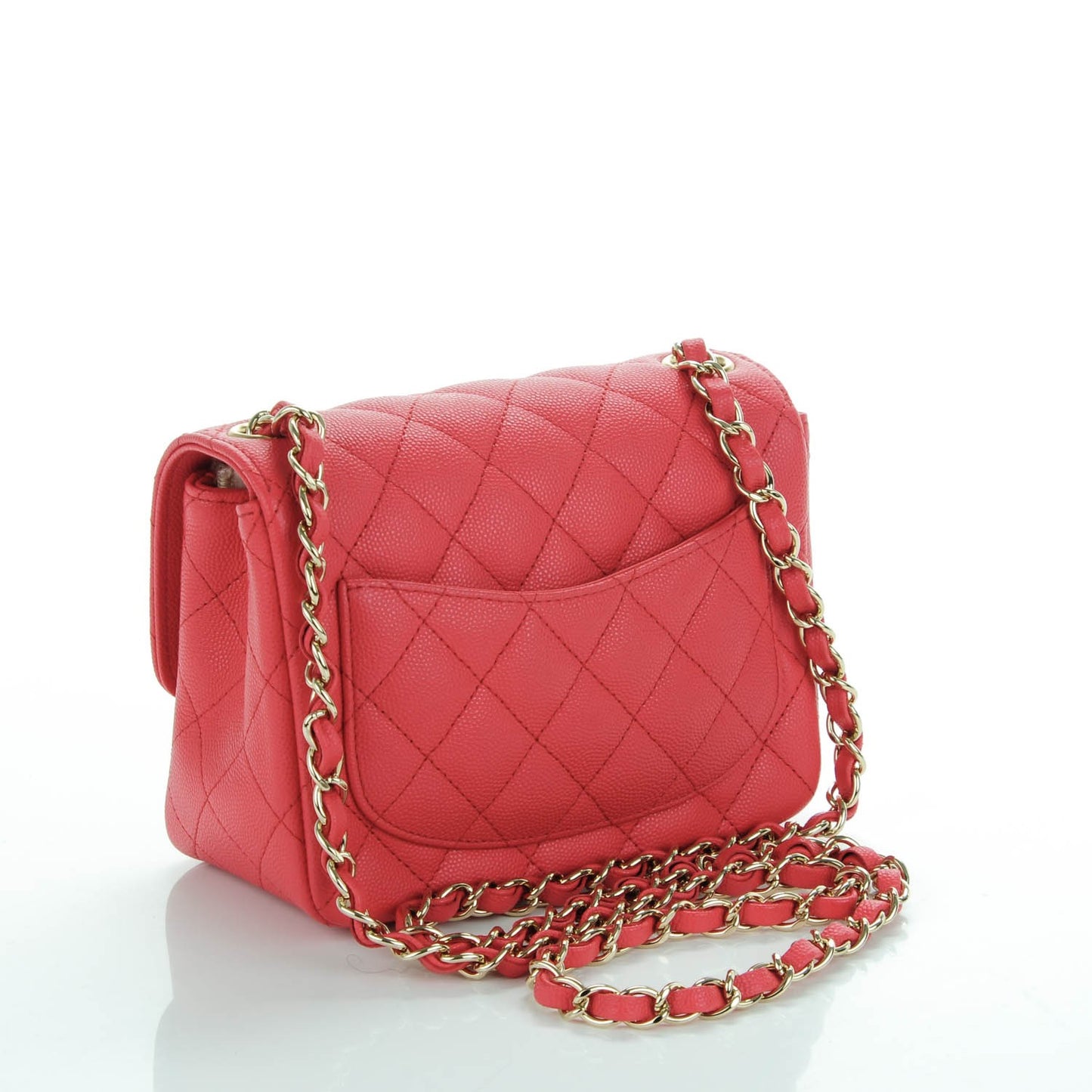 Caviar Quilted Mini Square Flap Dark Pink