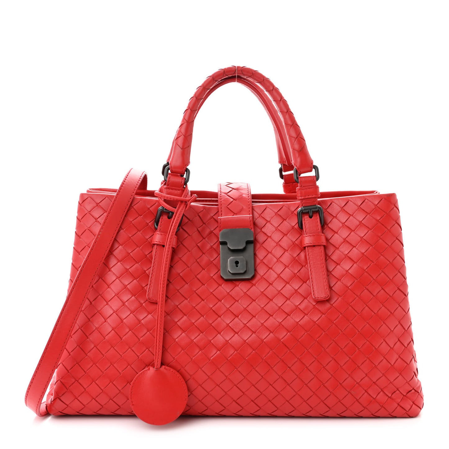 Nappa Intrecciato Small Roma Tote Red