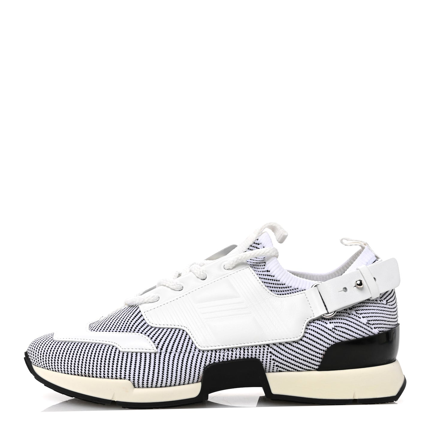 Calfskin Womens Athlete Sneakers 38 White Multicolor