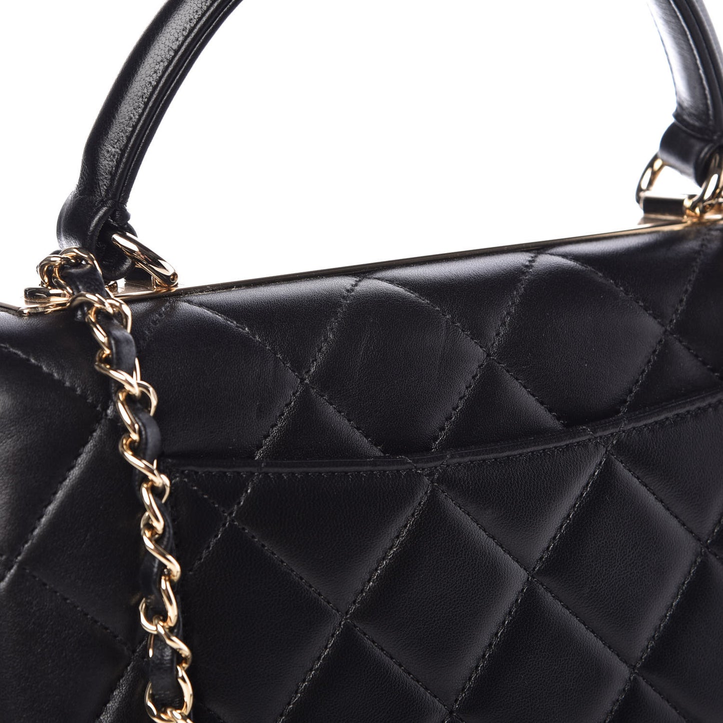 Lambskin Quilted Small Trendy CC Dual Handle Flap Bag Black