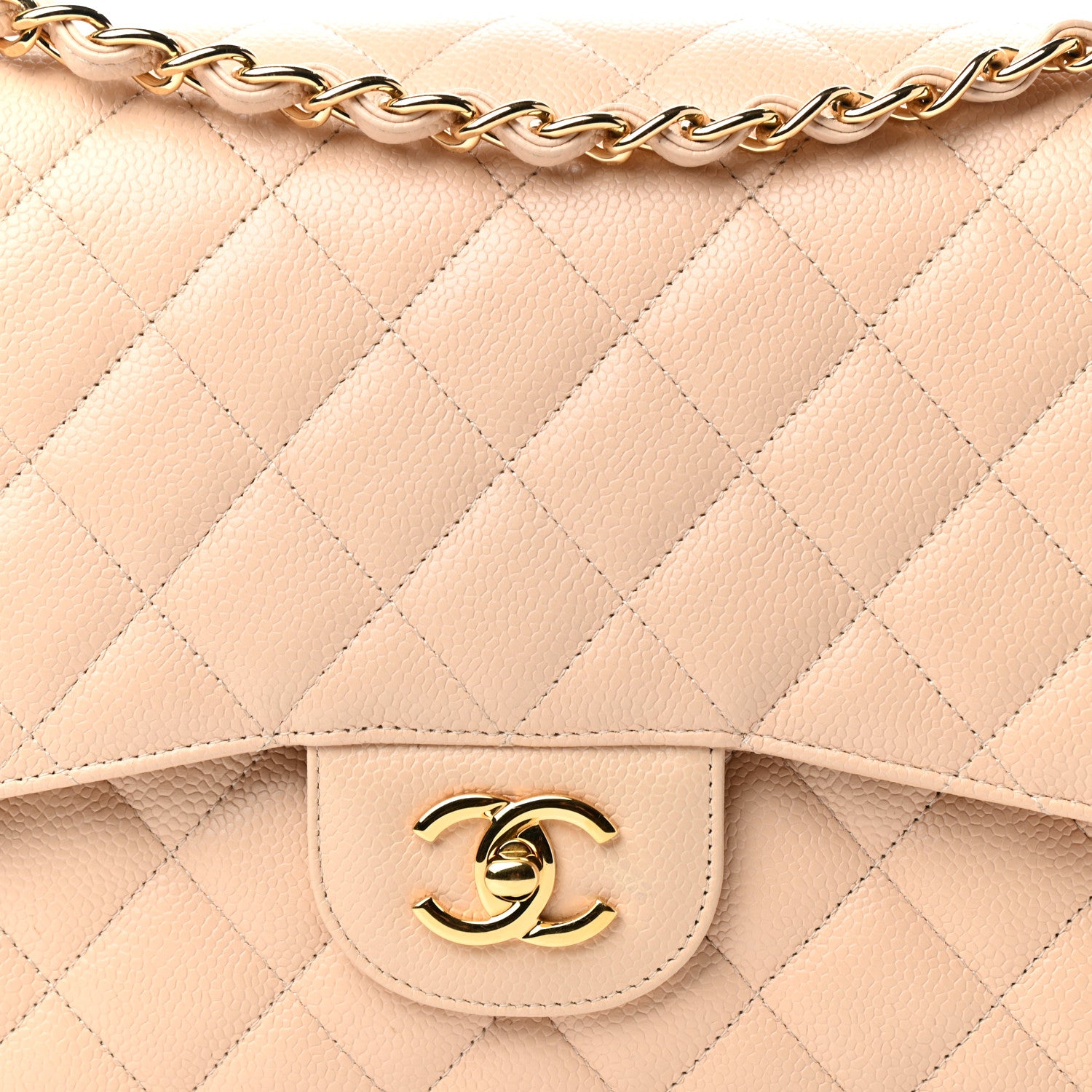 Chanel Caviar Quilted Jumbo Double Flap Beige 9 of 10