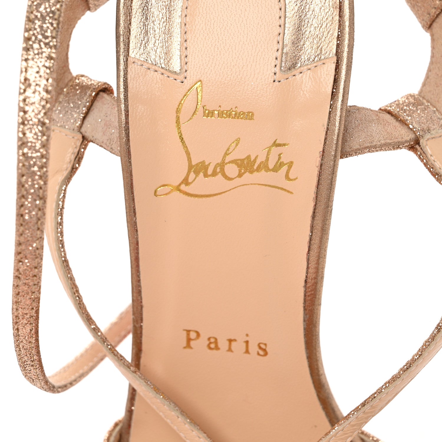 Christian Louboutin Kid Leather Mini Glitter Audrey 100 Sandals 37 Gold 8 of 10