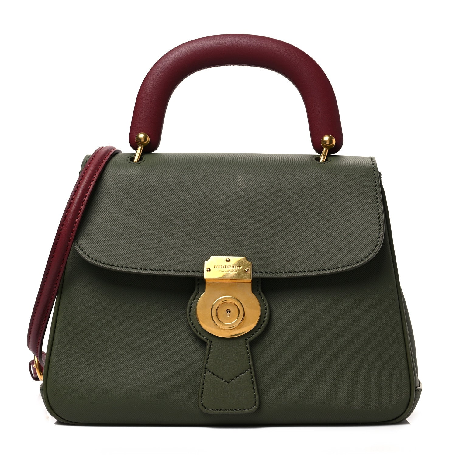 Burberry Trench Calfskin Medium DK88 Top Handle Bag Moss Green 1 of 7