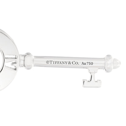 Tiffany 18K White Gold Diamond Atlas Pierced Key Pendant 4 of 5