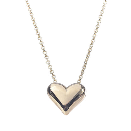 Tiffany 18K Yellow Gold Large Puff Heart Pendant Necklace 4 of 8