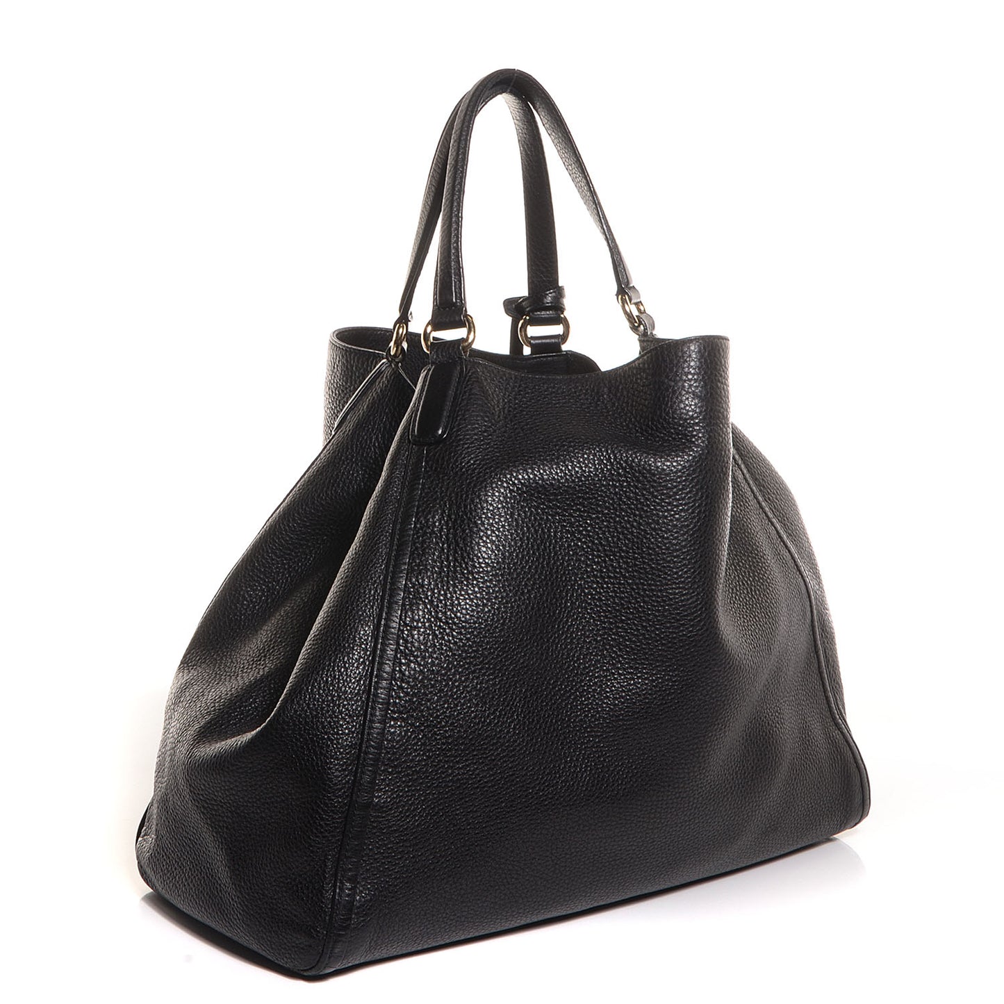 Pebbled Calfskin Large Soho Shoulder Bag Black