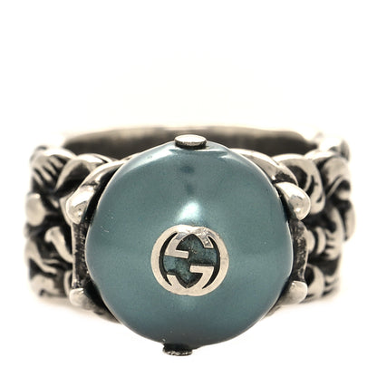Gucci Metal Pearl Ring 49 5 Silver 1 of 4