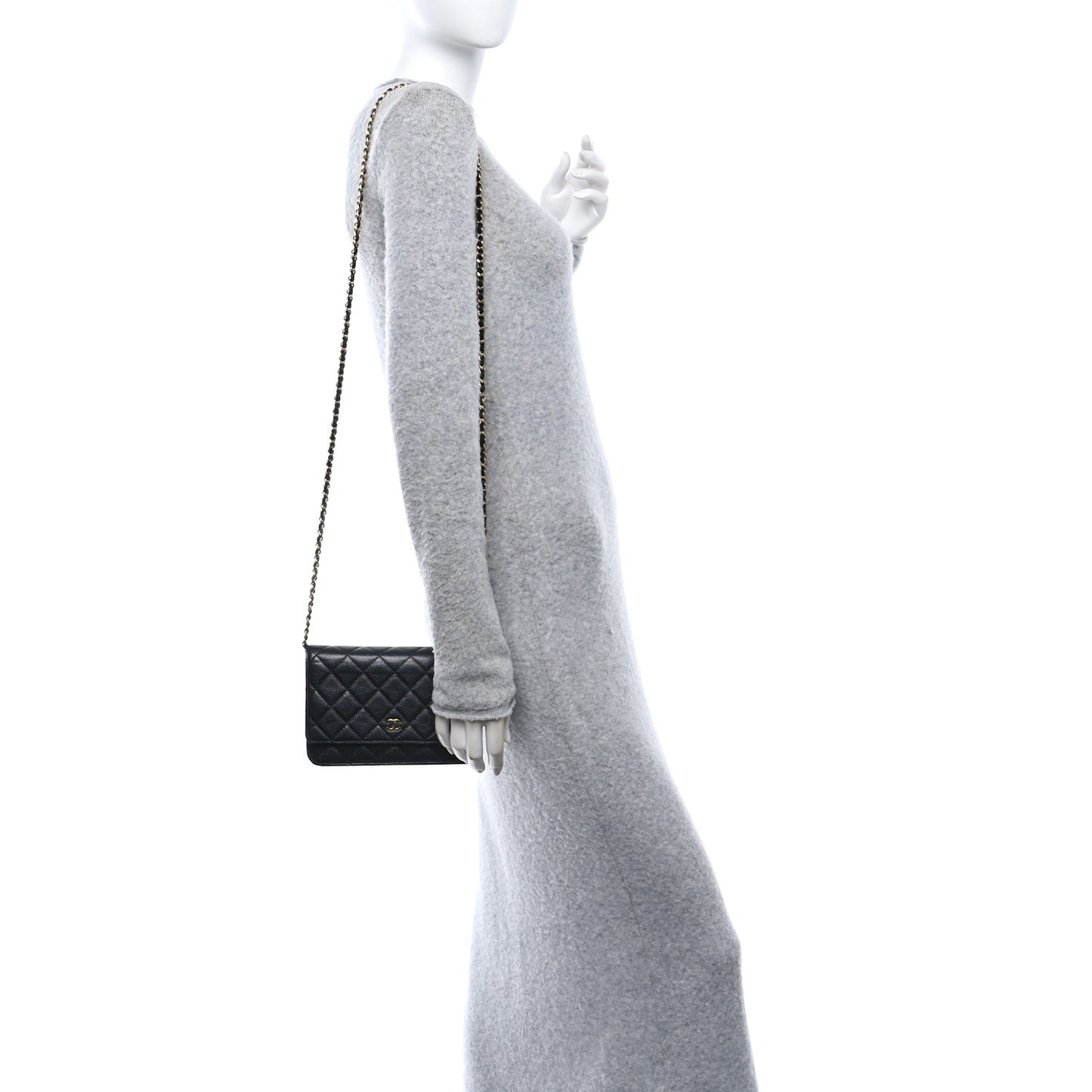 Caviar Quilted Wallet on Chain WOC Black