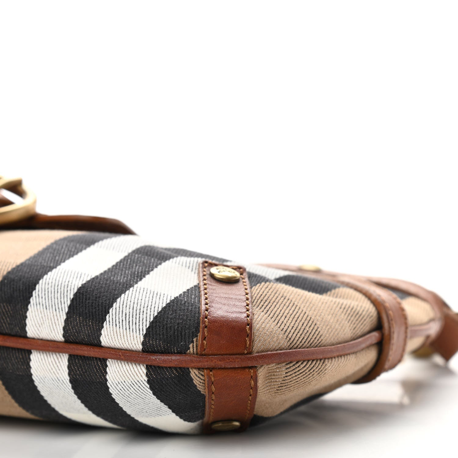 Burberry Calfskin House Check Woven Shoulder Bag Tan 9 of 12