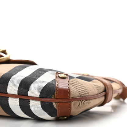 Burberry Calfskin House Check Woven Shoulder Bag Tan 9 of 12
