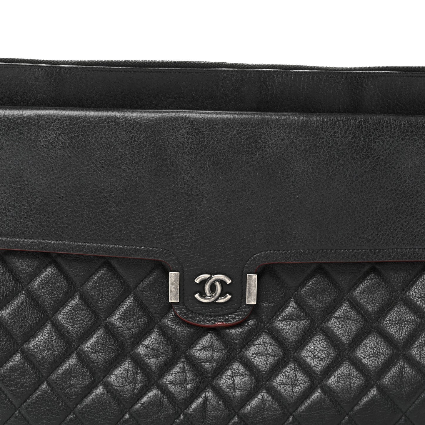 Grained Calfskin Quilted Large Archi Chic Cosmetic Case Navy