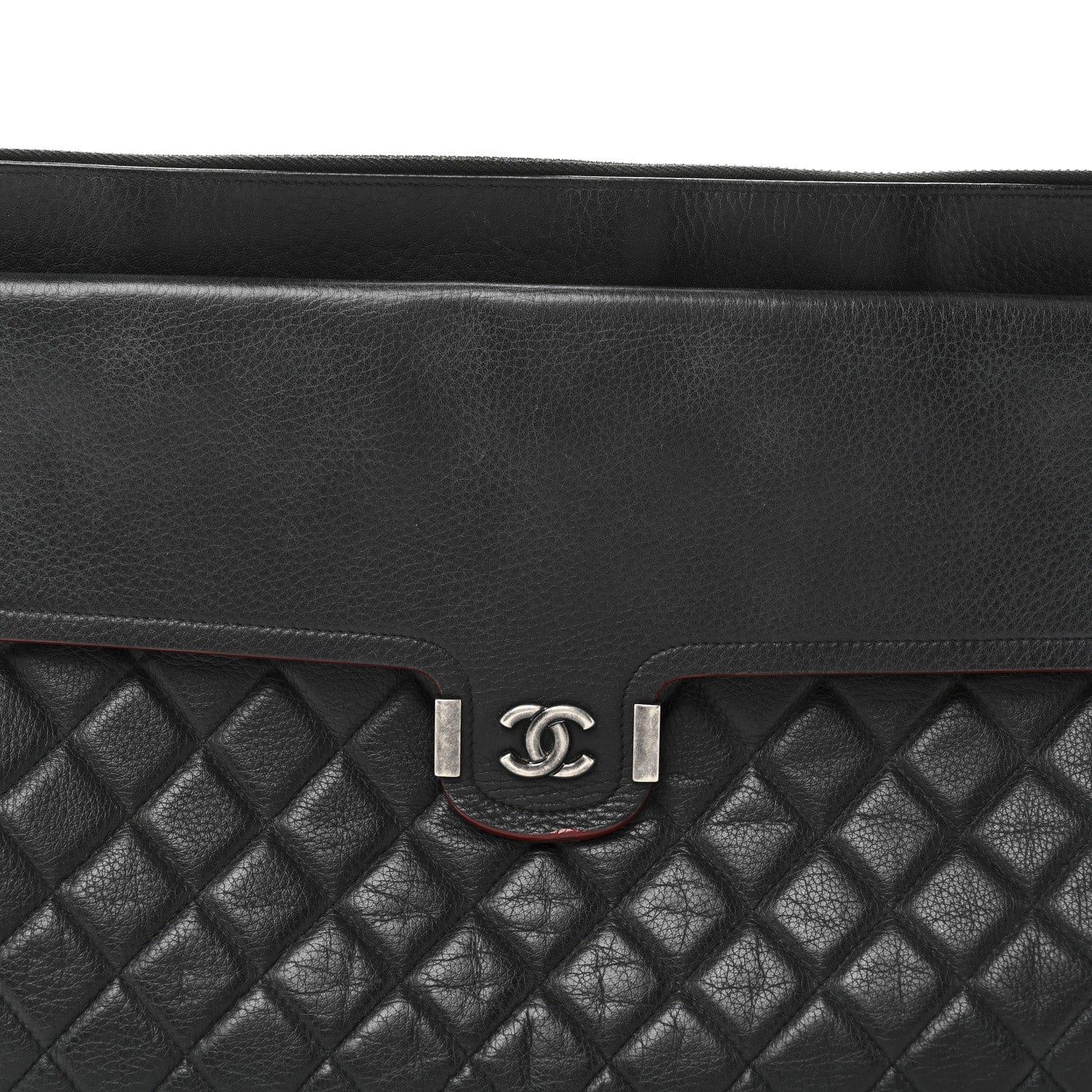 Chanel Grained Calfskin Quilted Large Archi Chic Cosmetic Case Navy 8 of 10