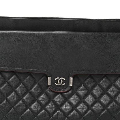 Chanel Grained Calfskin Quilted Large Archi Chic Cosmetic Case Navy 8 of 10