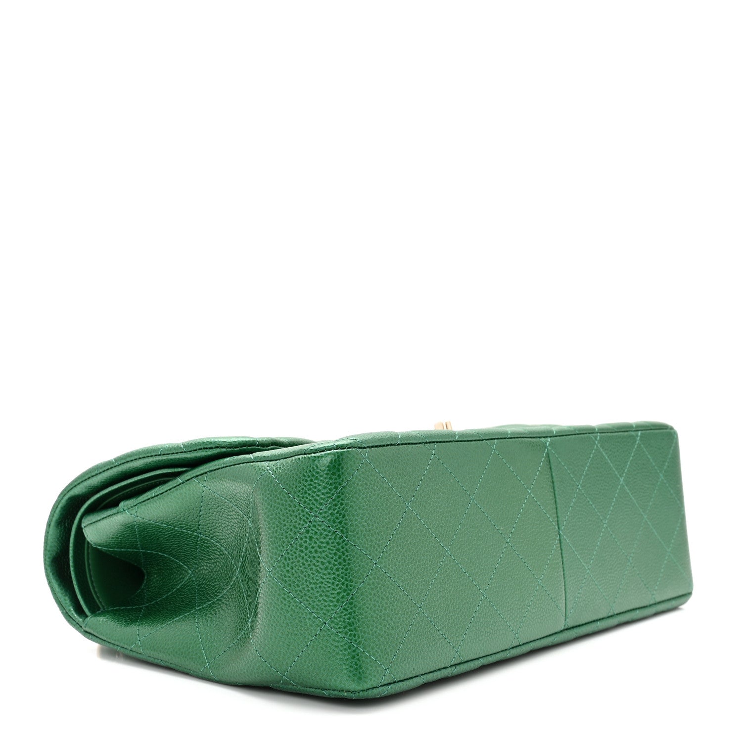 Chanel Metallic Caviar Quilted Jumbo Double Flap Green 4 of 11