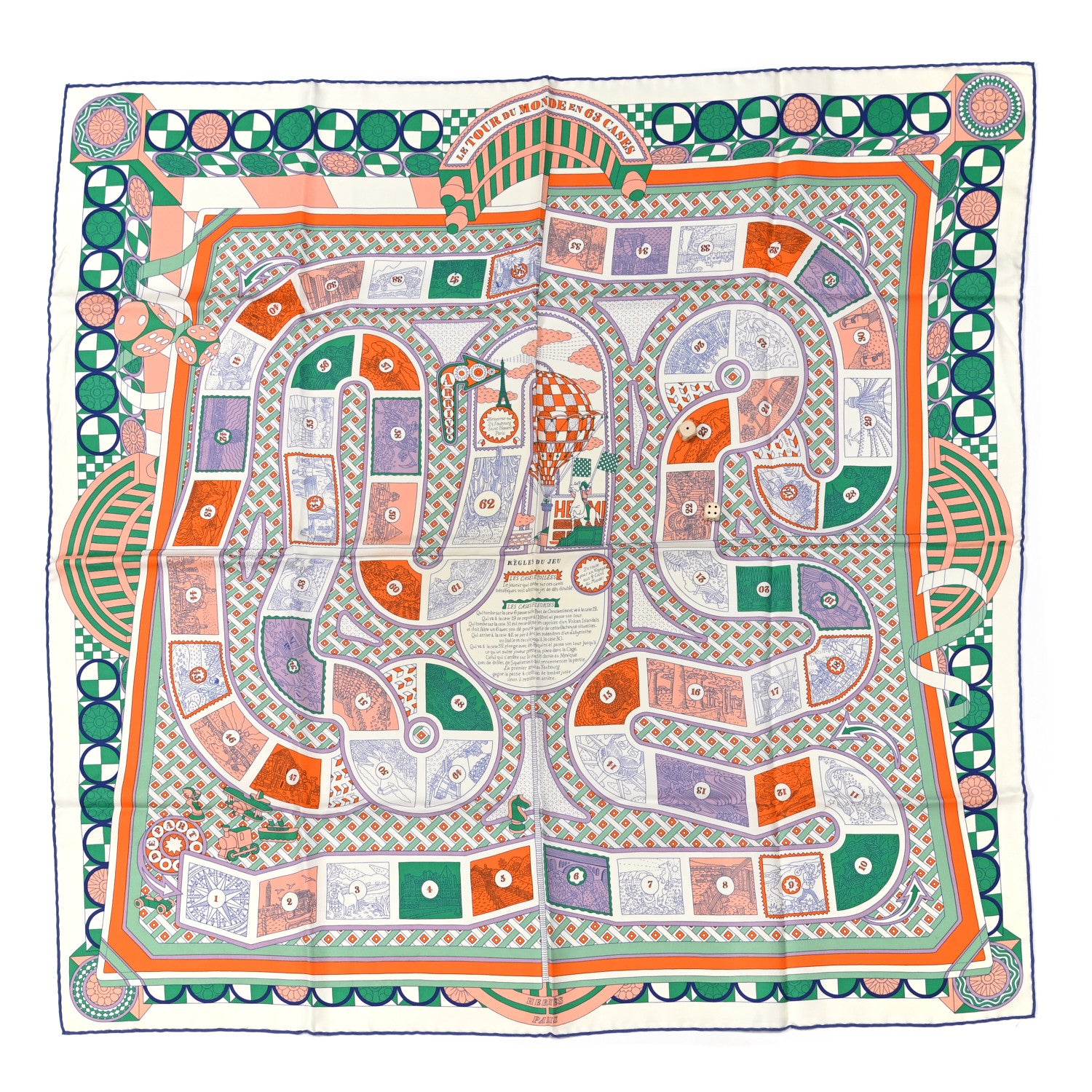 Hermes Silk Le Tour Du Monde En 63 Cases Scarf 90 1 of 12