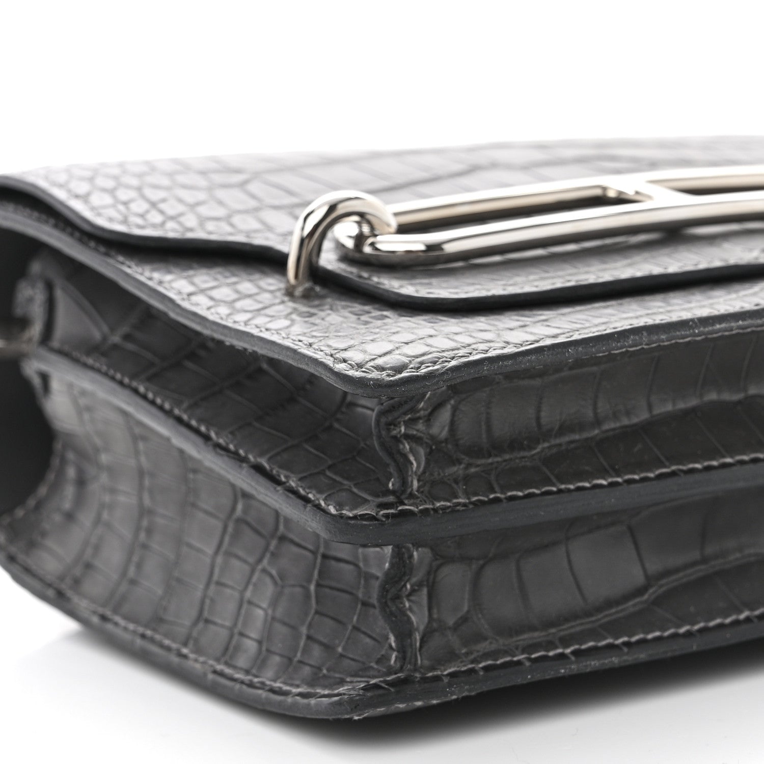 Hermes Matte Alligator Mini Sac Roulis Graphite 9 of 10