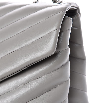 Saint Laurent Calfskin Y Quilted Monogram Large Loulou Chain Satchel Light Grey 11 of 13