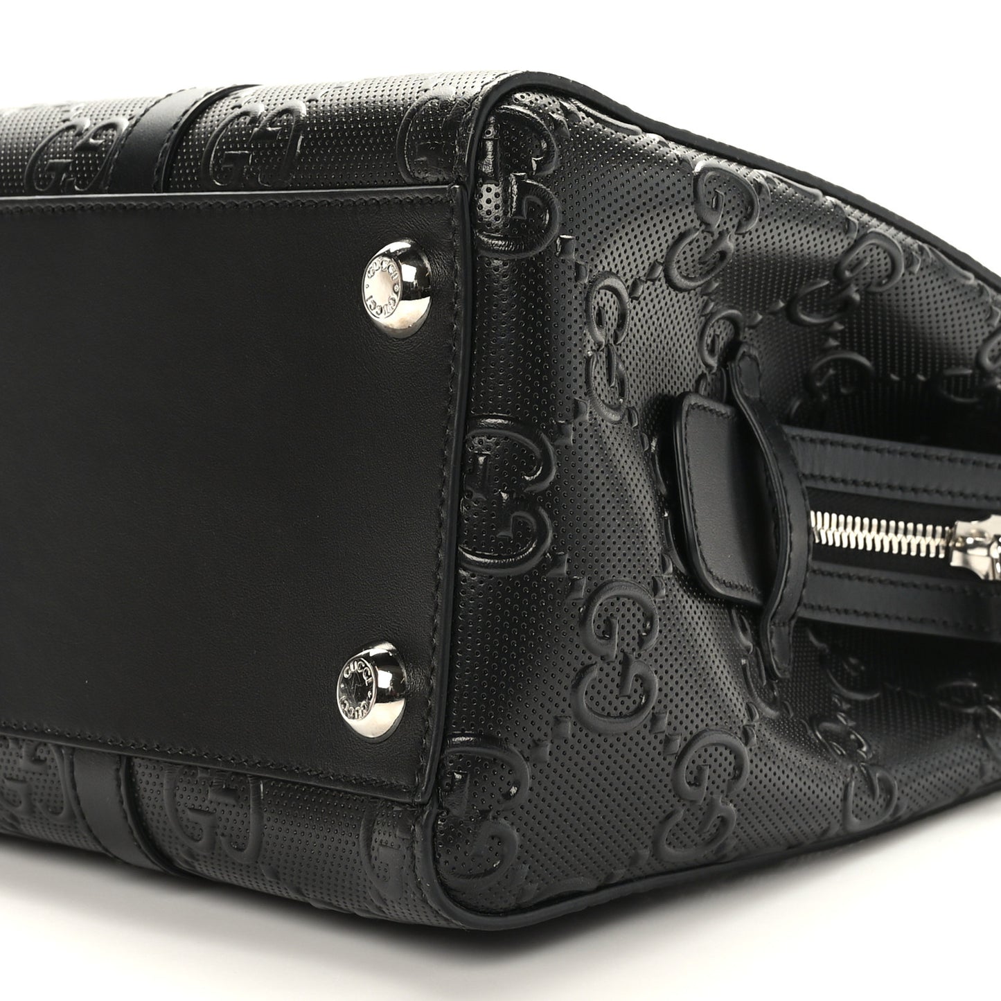 Calfskin GG Tennis Embossed Tote Bag Black