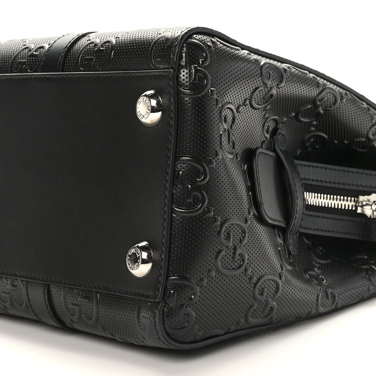 Gucci Calfskin GG Tennis Embossed Tote Bag Black 9 of 9