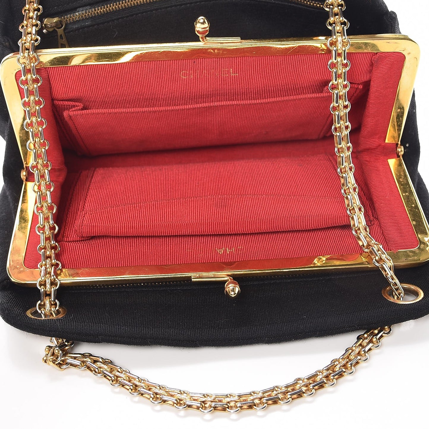 Vintage Jersey Chevron Quilted Frame Shoulder Bag Black