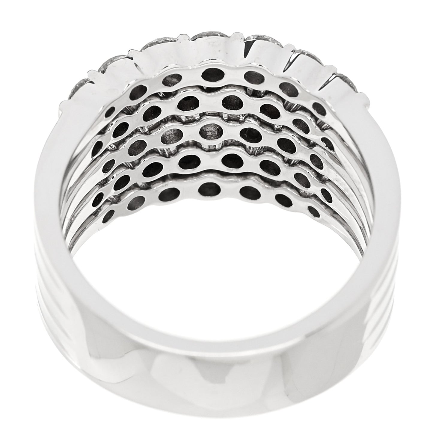 14K White Gold Diamond 1.90ctw Five Row Band Ring 53 6.25