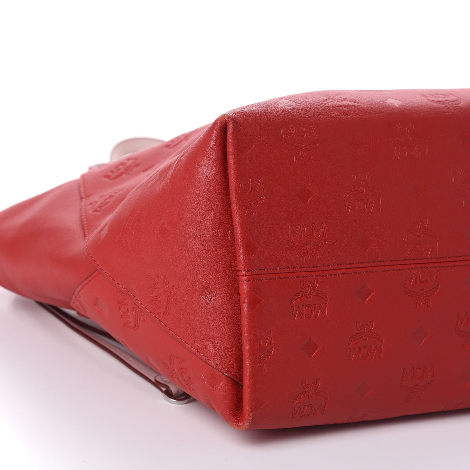 MCM Calfskin Ottomar Monogram Medium Klara Top Zip Tote Red 6 of 12