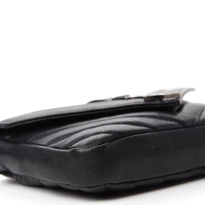 Saint Laurent Sheepskin Matelasse Chevron Monogram College Chain Wallet Black 6 of 13