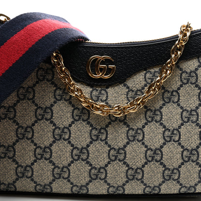 Gucci GG Supreme Monogram Textured Dollar Calfskin Web Small Ophidia GG Handbag Beige Blue 8 of 10