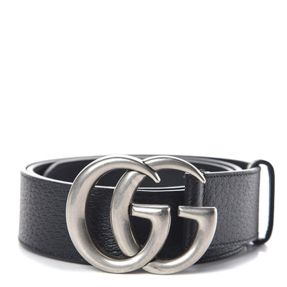 Gucci Textured Dollar Calfskin Nickel Double G 40mm Belt 90 36 Black 1 of 6