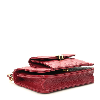 Chanel Caviar Quilted Pocket Twins Clutch With Chain Burgundy 4 of 12