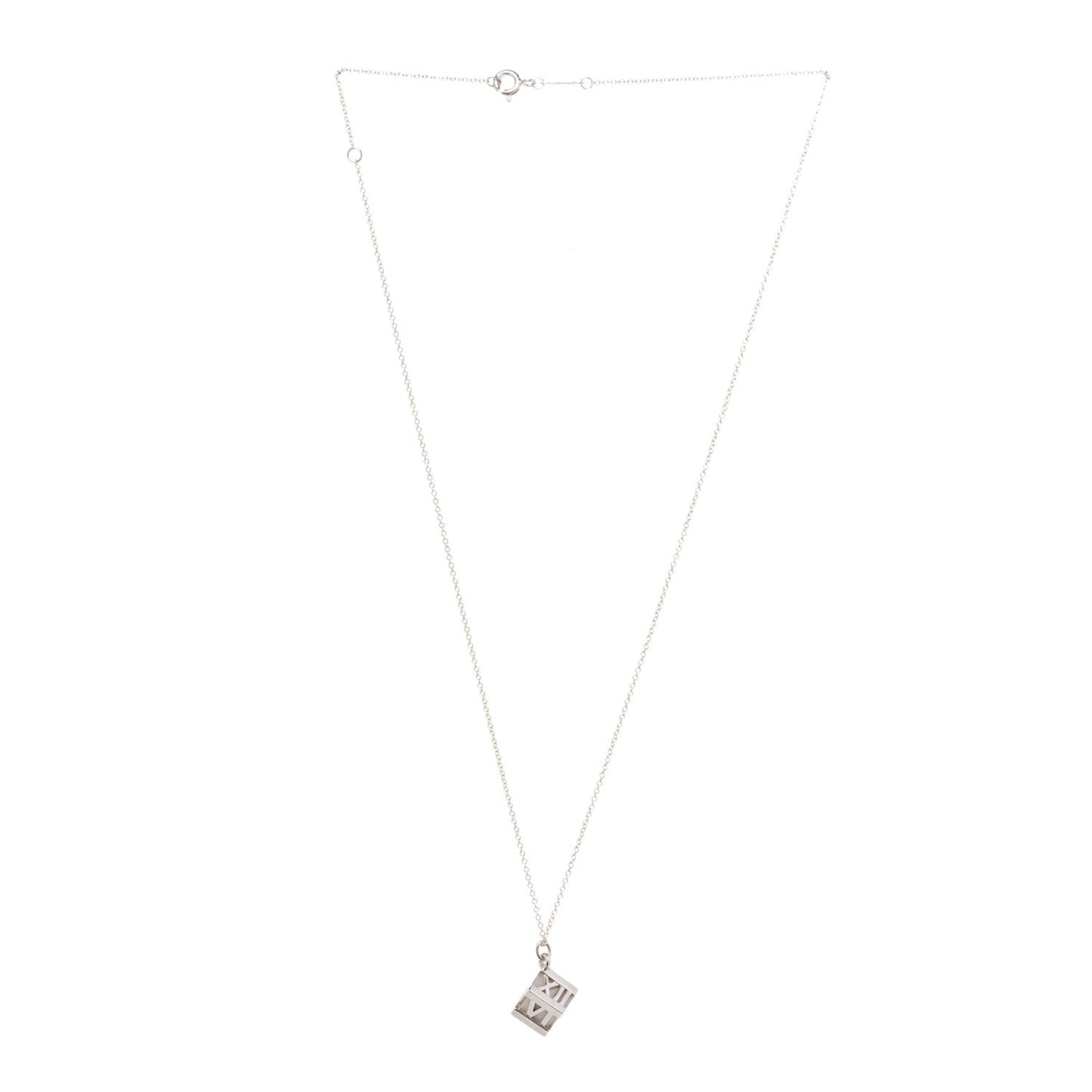 Sterling Silver Atlas Cube Pendant Necklace