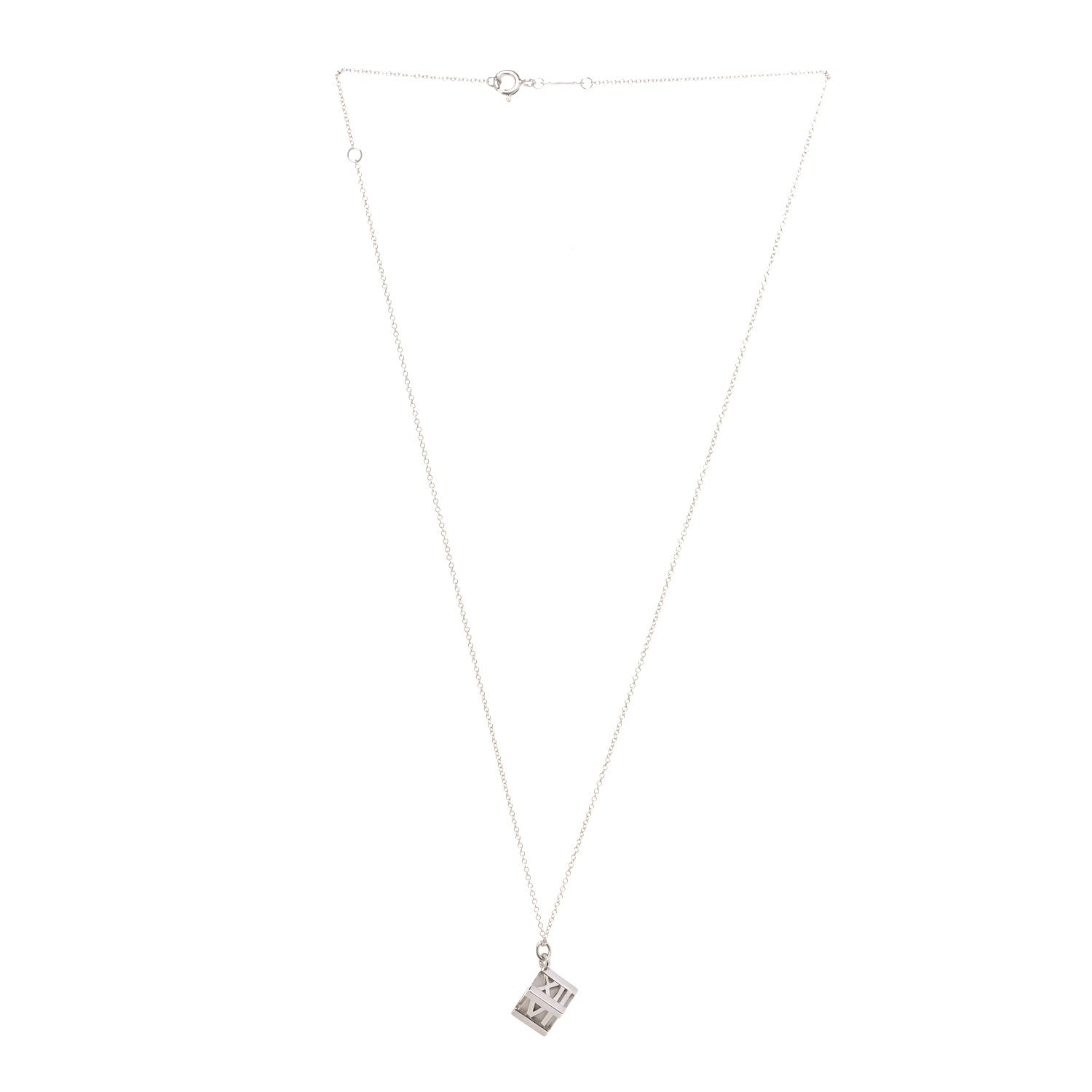 Tiffany Sterling Silver Atlas Cube Pendant Necklace 2 of 4