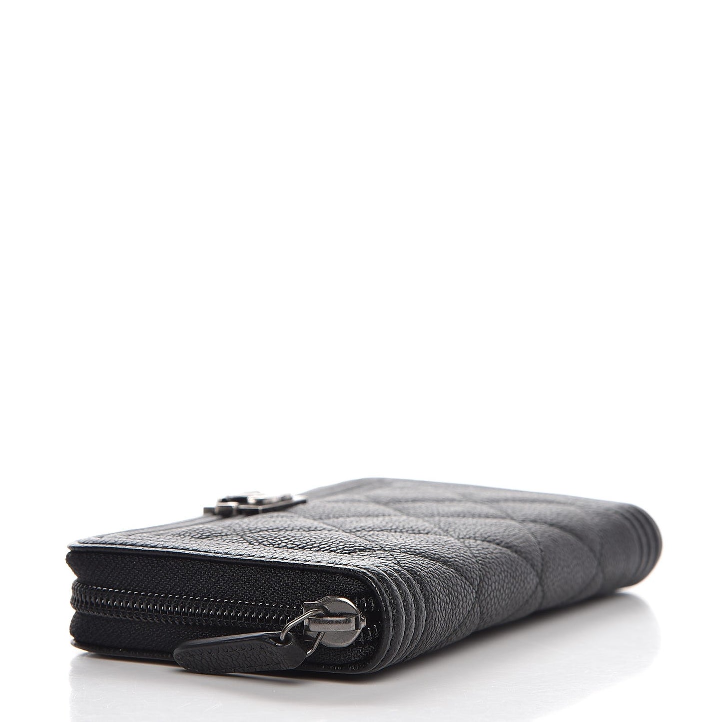 Caviar Quilted Boy Small Zip Around Wallet Black