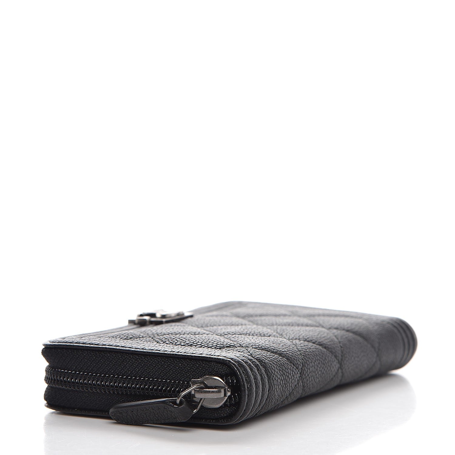 Chanel Caviar Quilted Boy Small Zip Around Wallet Black 4 of 9