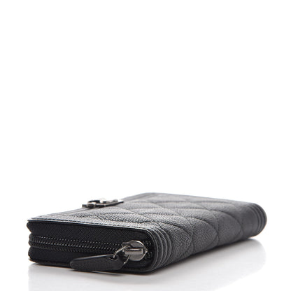 Chanel Caviar Quilted Boy Small Zip Around Wallet Black 4 of 9