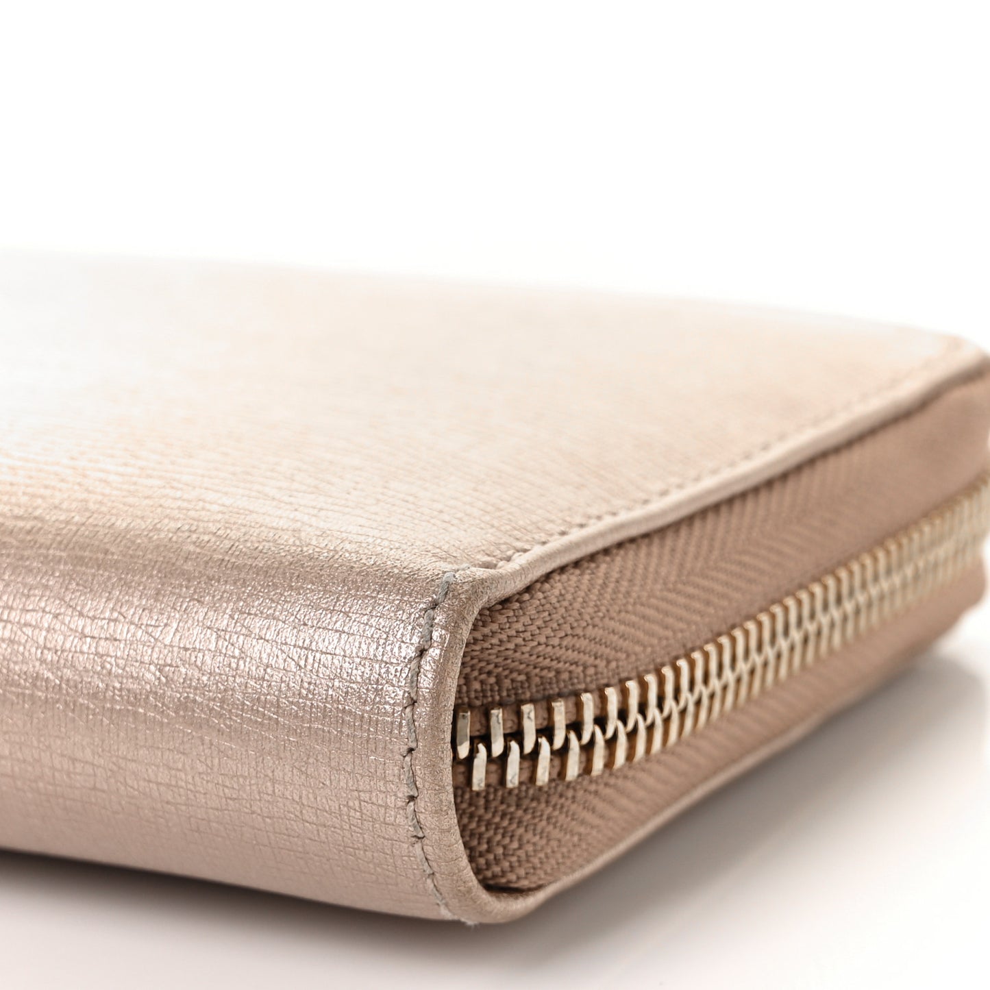 Metallic Shangai Calfskin Lovely Zip Around Wallet Dark Shell