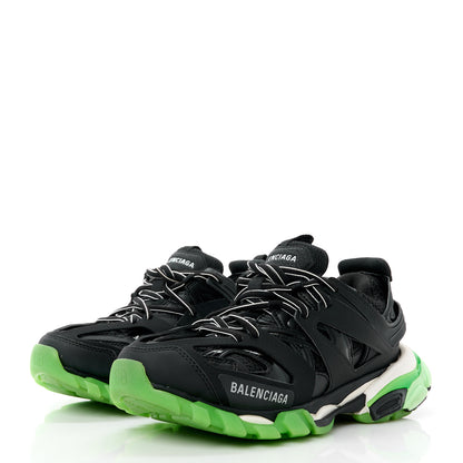 Balenciaga Mesh Nubuck Effect Fabric Glow in the Dark Womens Track Sneakers 37 Black Glow 3 of 9